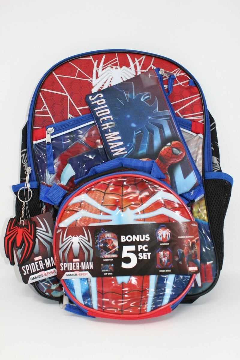 SpiderMan 5 pc set backpack, lunch bag