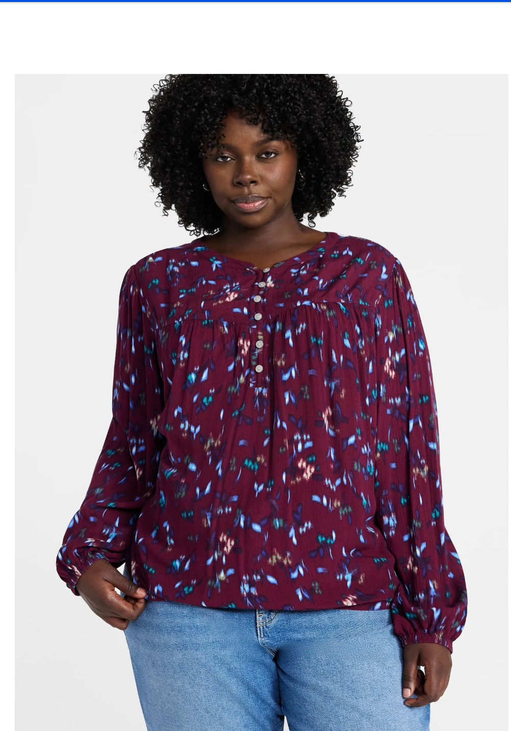 Terra & Sky Women’s Plus Peasant Blouse with Long Sleeves, Sizes 0X-5X