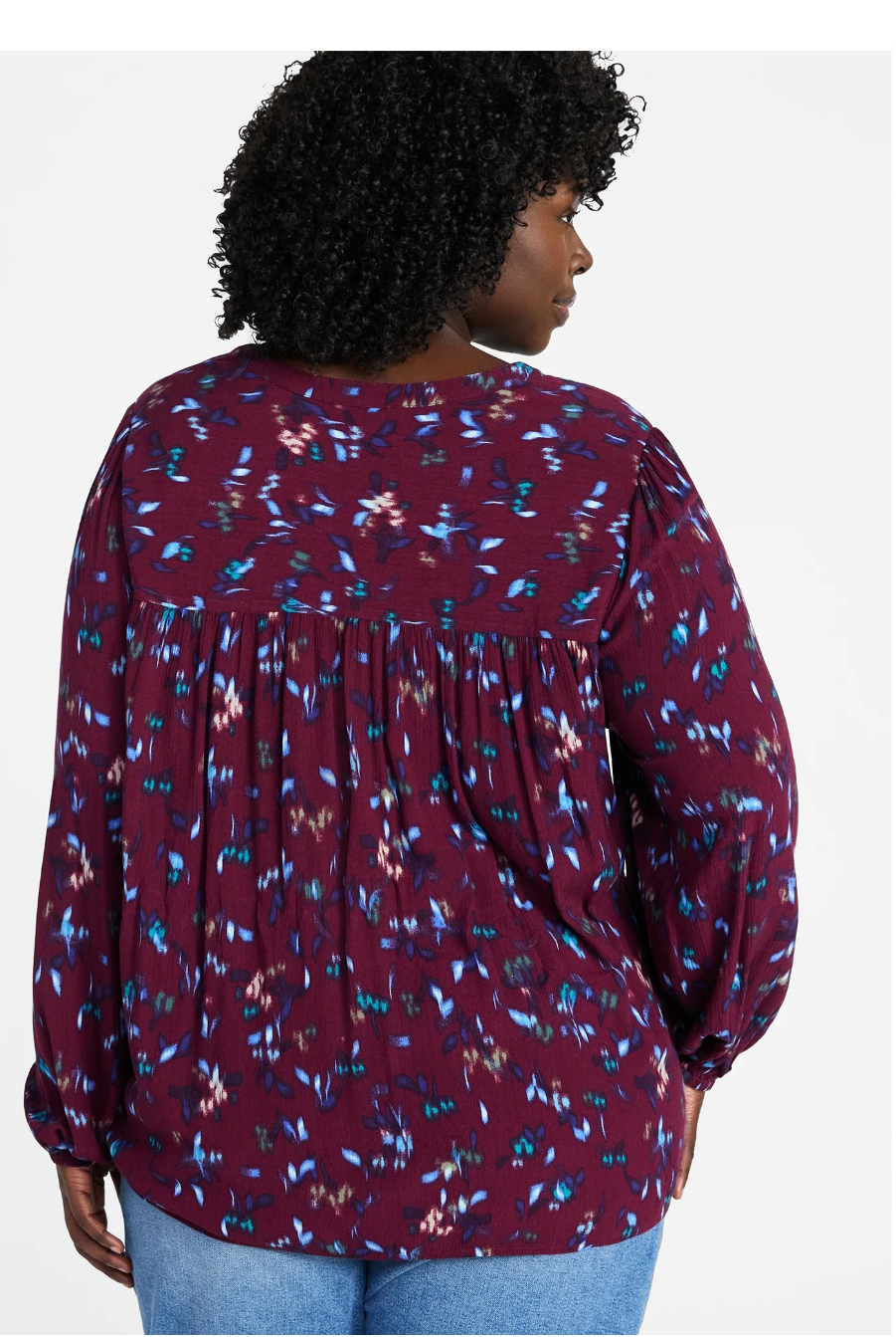 Terra & Sky Women’s Plus Peasant Blouse with Long Sleeves, Sizes 0X-5X