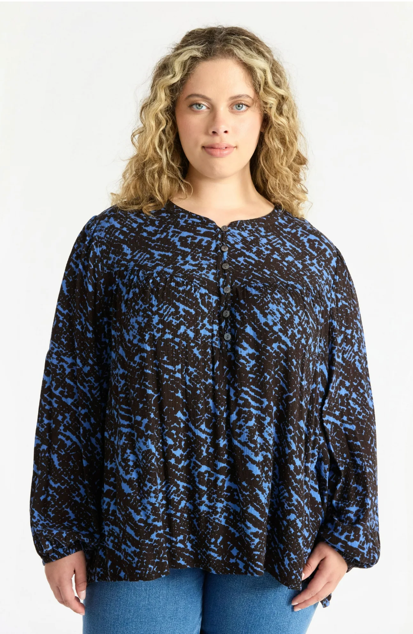 Terra & Sky Women’s Plus Peasant Blouse with Long Sleeves, Sizes 0X-5X