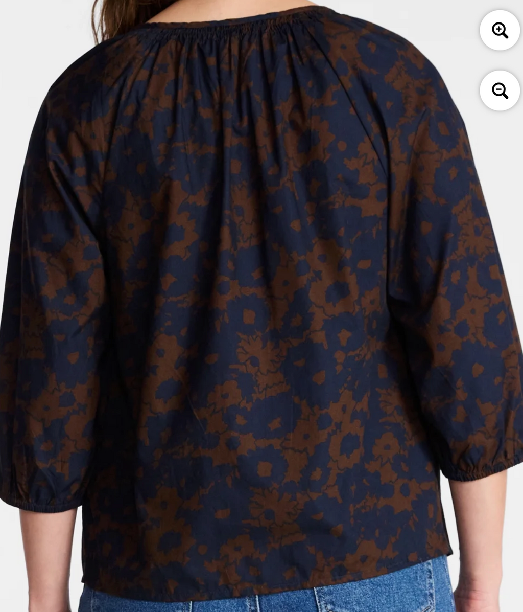 Terra & Sky Women’s Plus Peasant Blouse with Long Sleeves, Sizes 0X-5X