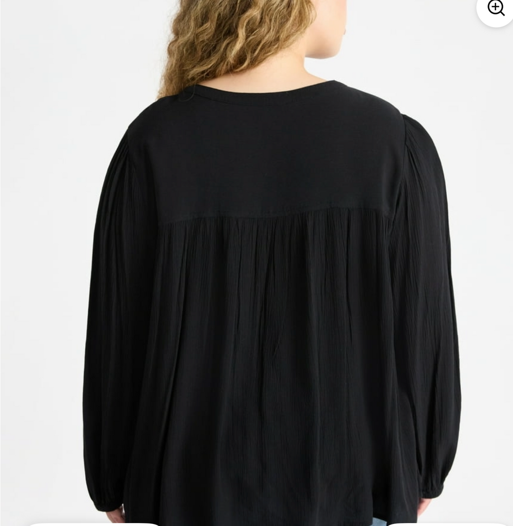 Terra & Sky Women’s Plus Peasant Blouse with Long Sleeves, Sizes 0X-5X