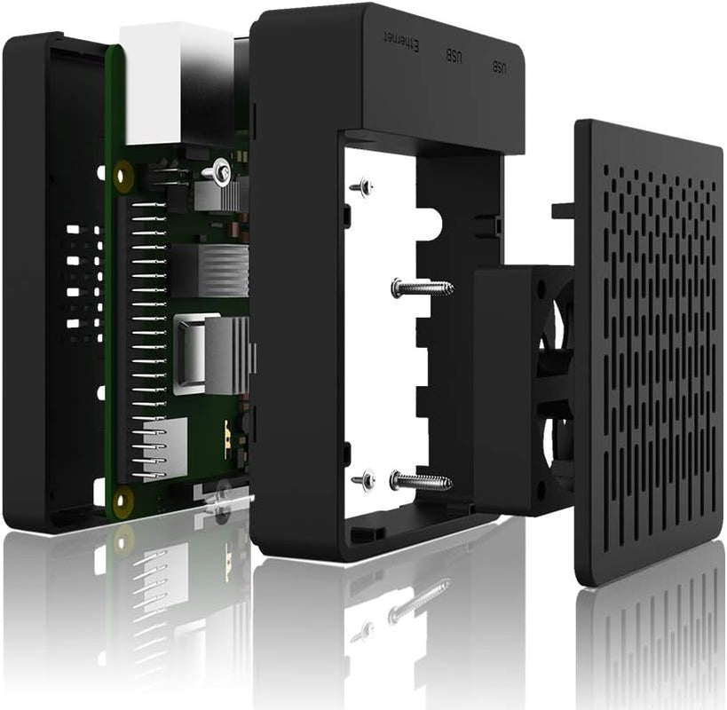 Case for Raspberry Pi 4, ABS Pi 4 Case with Cooling Fan, Pi 4 Heatsink, Simple Removable Top Cover for Pi 4 Model B/ 4B