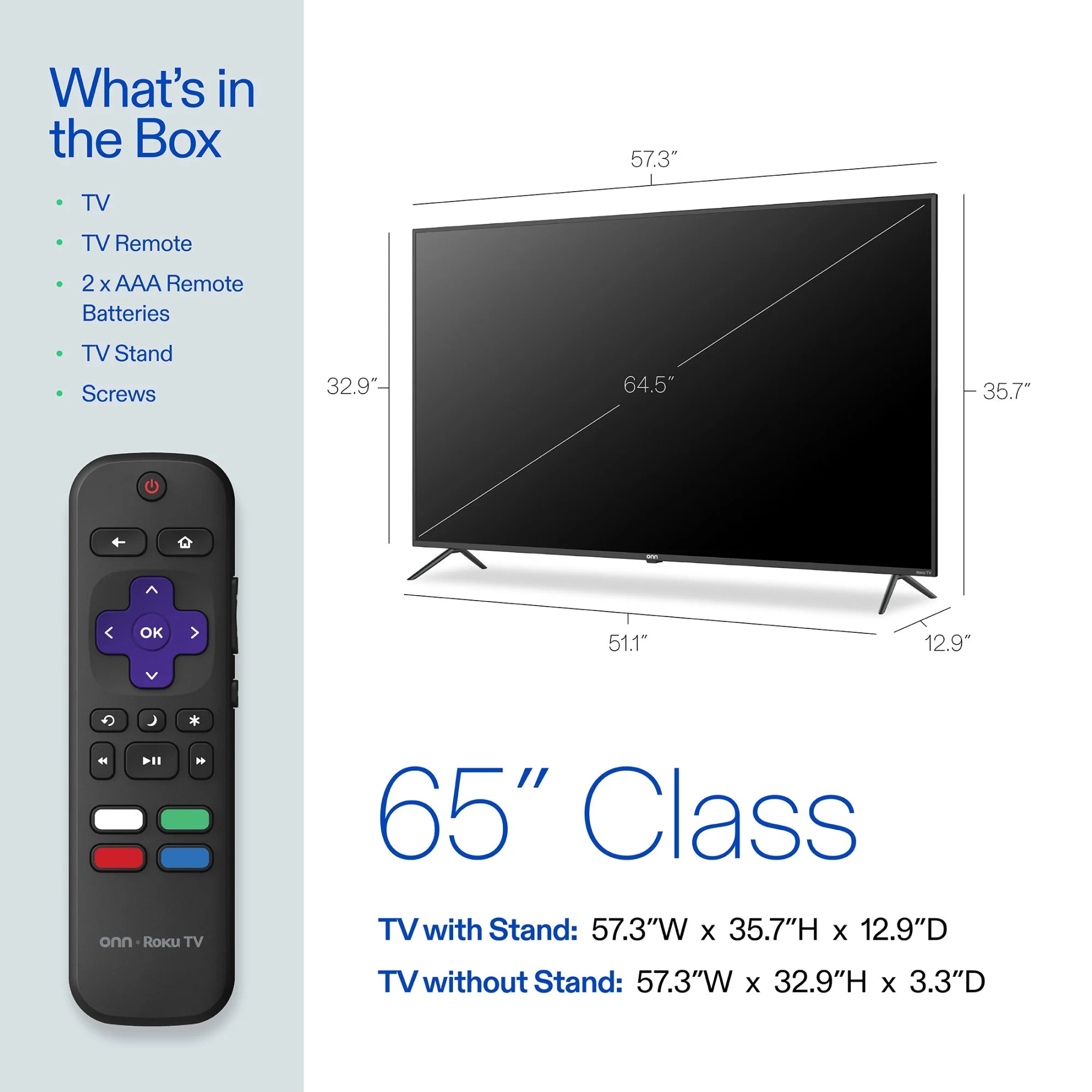 65” Class 4K UHD (2160P) LED Roku Smart Television HDR (100012587)