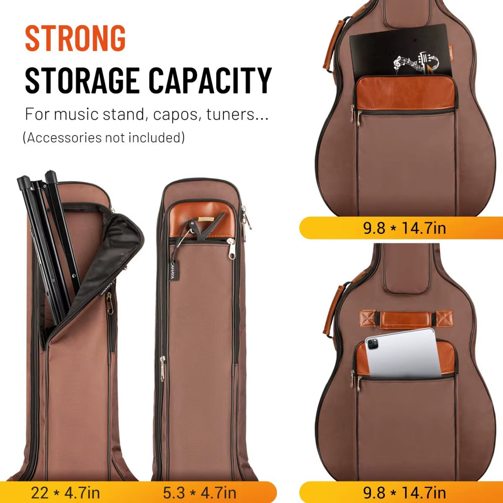 Acoustic Guitar Bag 41 Inch Thickened Waterproof Oxford Nylon Double Straps Cotton Padded Guitar Case Gig Backpack