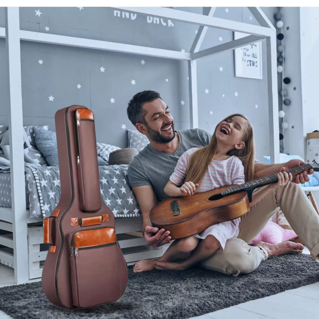 Acoustic Guitar Bag 41 Inch Thickened Waterproof Oxford Nylon Double Straps Cotton Padded Guitar Case Gig Backpack